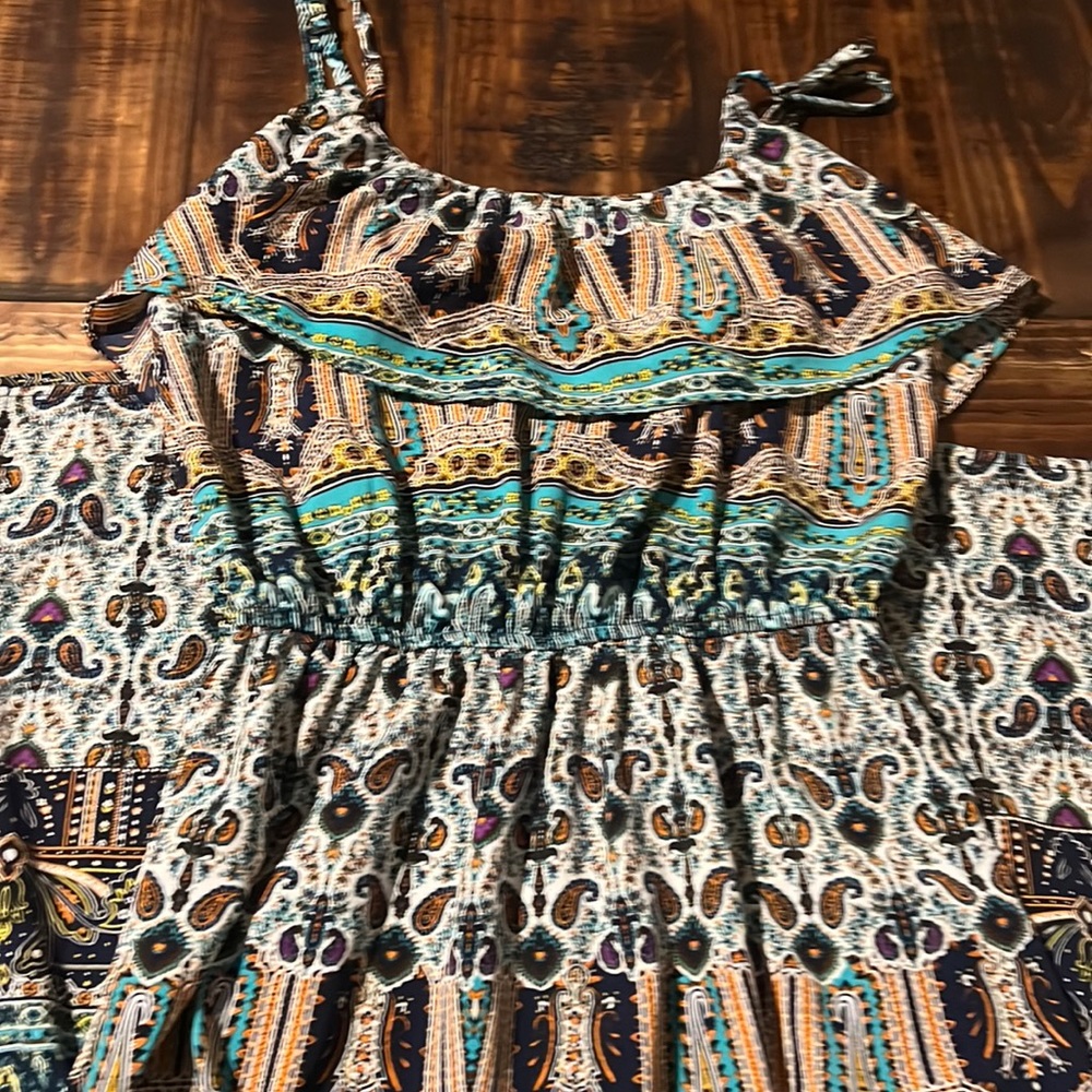 Size M/L Bailey Blue boho paisley maxi dress EUC